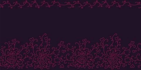 Dotted floral seamless vector horizontal border Illustrazione stock
