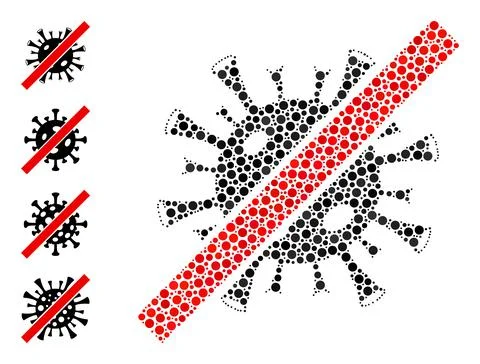 Dotted Forbidden Coronavirus Collage of Circles with Other Icons 스톡 일러스트