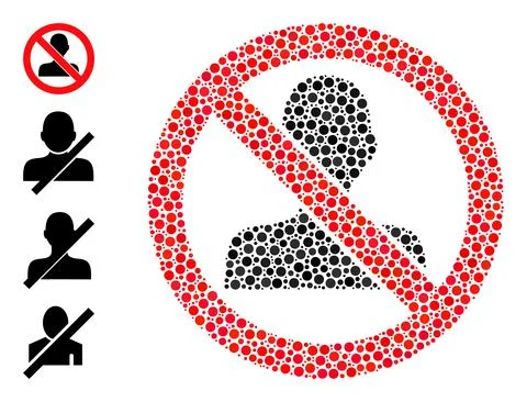 Dotted Forbidden Man Mosaic of Rounded Dots and Bonus Icons Stock Illustration