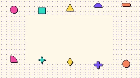 Dotted frame with geometric shapes bouncing along top and bottom 스톡 동영상 348296061