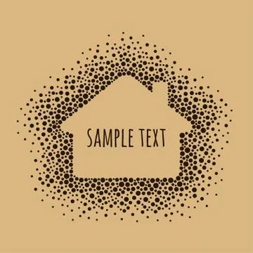 Dotted frame with space for text. House of dots of various size. Stock Illustration