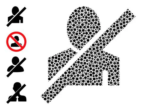 Dotted Frorbidden Man Collage of Rounded Dots with Other Icons 스톡 일러스트