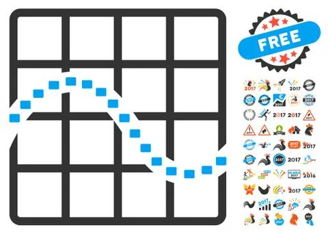 Dotted Function Chart Icon With 2017 Year Bonus Symbols Stock Illustration