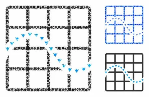 Dotted Function Chart Mosaic Icon of Circles Stock Illustration