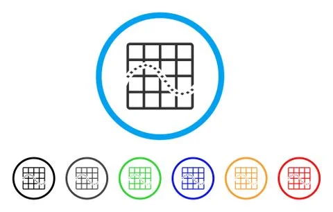 Dotted Function Chart Rounded Icon Stock Illustration