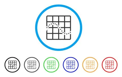 Dotted Function Chart Rounded Icon Stock Illustration