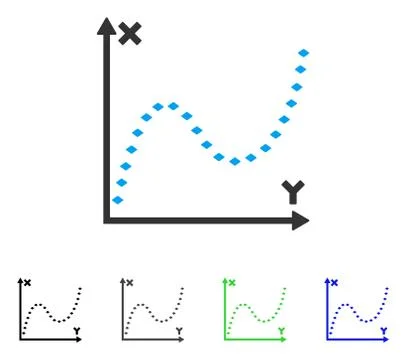 Dotted Function Graph Flat Icon Stock Illustration