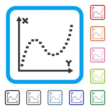 Dotted Function Graph Framed Icon Stock Illustration
