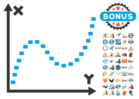 Dotted Function Graph Icon With 2017 Year Bonus Symbols Stock Illustration