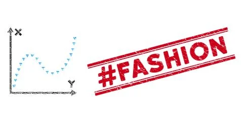Dotted Function Graph Mosaic and Scratched #Fashion Stamp with Lines Illustrazione stock