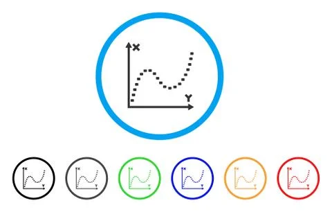 Dotted Function Graph Rounded Icon Stock Illustration