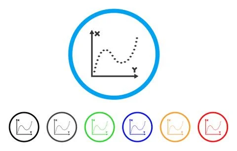 Dotted Function Graph Rounded Icon Stock Illustration