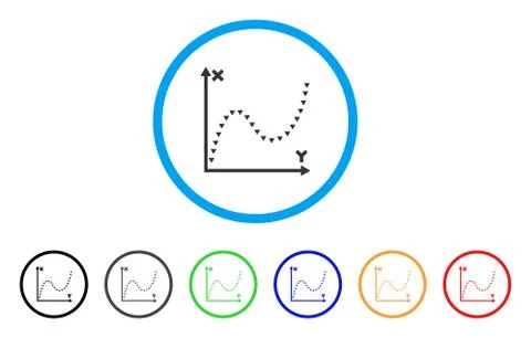Dotted Function Graph Rounded Icon Stock Illustration