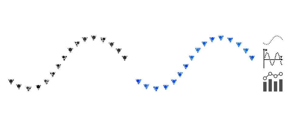 Dotted Function Line Composition Icon of Circles Illustrazione stock