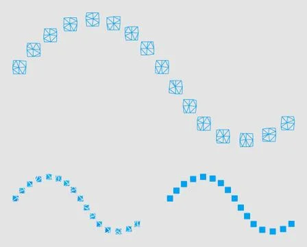 Dotted Function Line Vector Mesh Carcass Model and Triangle Mosaic Icon Stock Illustration