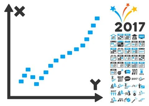 Dotted Function Plot Icon With 2017 Year Bonus Symbols Illustrazione stock