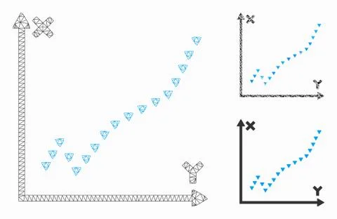 Dotted Function Plot Vector Mesh Carcass Model and Triangle Mosaic Icon Ilustración de archivo
