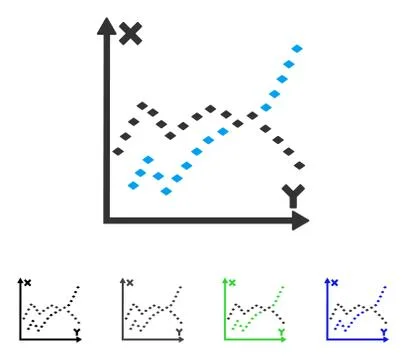 Dotted Functions Plot Flat Icon Ilustración de archivo