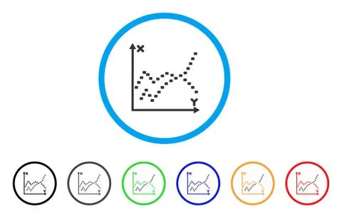 Dotted Functions Plot Rounded Icon Stock Illustration