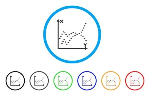 Dotted Functions Plot Rounded Icon Stock Illustration