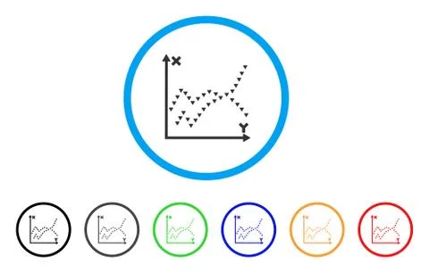 Dotted Functions Plot Rounded Icon Stock Illustration