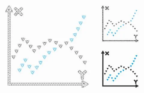 Dotted Functions Plot Vector Mesh Network Model and Triangle Mosaic Icon Ilustración de archivo