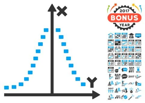 Dotted Gauss Plot Icon With 2017 Year Bonus Symbols Ilustración de archivo
