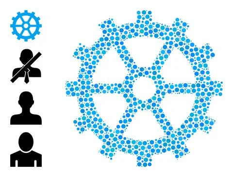 Dotted Gear Collage of Round Dots with Similar Icons 스톡 일러스트