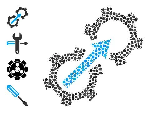 Dotted Gear Integration Composition of Round Dots and Bonus Icons Stock-Illustration