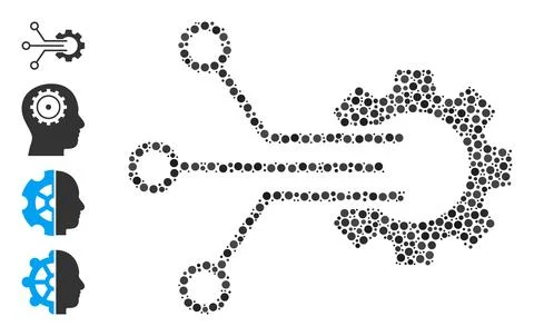 Dotted Gear Sensor Mosaic of Round Dots and Bonus Icons 스톡 일러스트