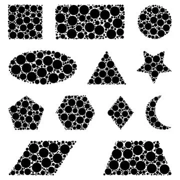 Dotted geometric figures set isolated on white background Stock Illustration