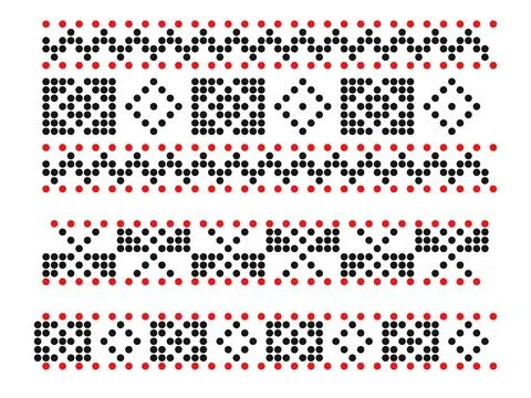 Dotted Geometric Folk Border Patterns Set Stock Illustration