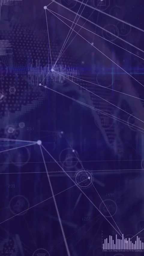 Dotted globe appearing and pulsing points initiating mesh growth on tech HUD, Stock Footage 330542573