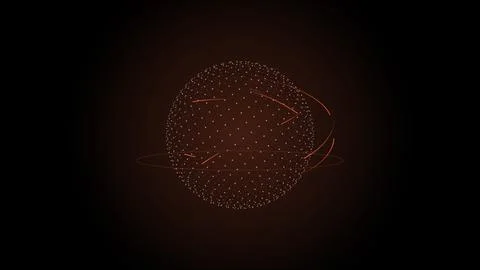 Dotted globe rotating with glowing flight arcs, Ember, 4K illustration 스톡 일러스트