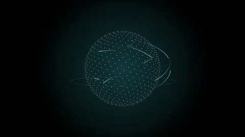 Dotted globe rotating with glowing flight arcs, Glacier, 4K illustration 스톡 일러스트