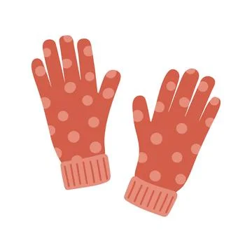 Dotted gloves vector illustration. Pair of warm winter knitted gloves with Stock Illustration