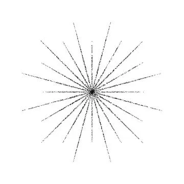 Dotted grain star with beams. Black stipple ray sparkle. Textured flare shape Stock Illustration