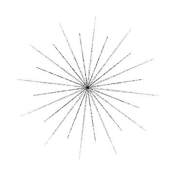 Dotted grain star with beams. Black stipple ray sparkle. Textured flare shape Stock Illustration