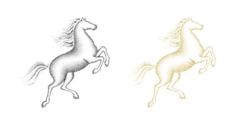 Dotted grainy gradient horses Stock Illustration