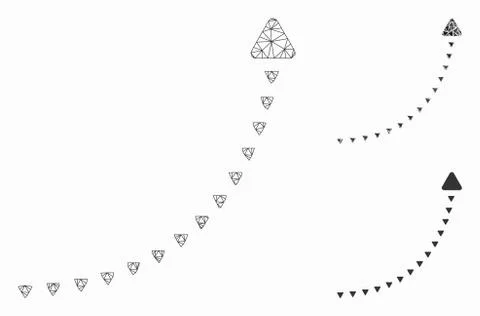 Dotted Growth Line Vector Mesh 2D Model and Triangle Mosaic Icon Stock Illustration