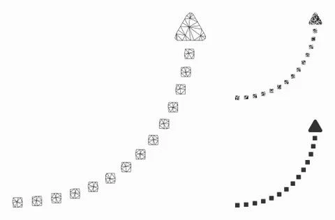 Dotted Growth Line Vector Mesh Carcass Model and Triangle Mosaic Icon 库存插图