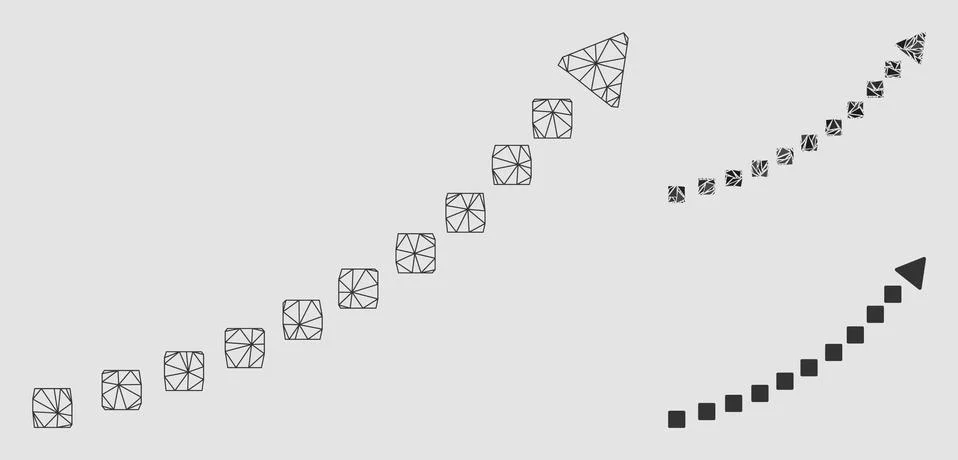 Dotted Growth Trend Vector Mesh Wire Frame Model and Triangle Mosaic Icon Ilustración de archivo