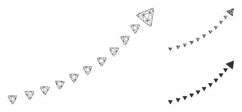 Dotted Growth Trend Vector Mesh Network Model and Triangle Mosaic Icon Stock Illustration