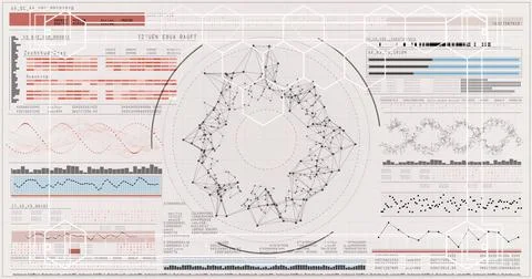 Dotted guide filling nodes central network connecting and rotating updating Stock Illustration
