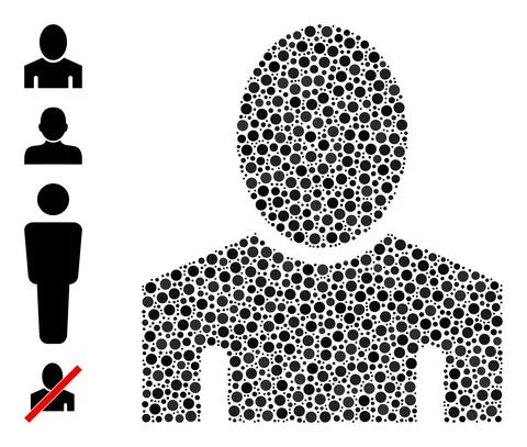 Dotted Guy Mosaic of Circles and Other Icons Illustrazione stock