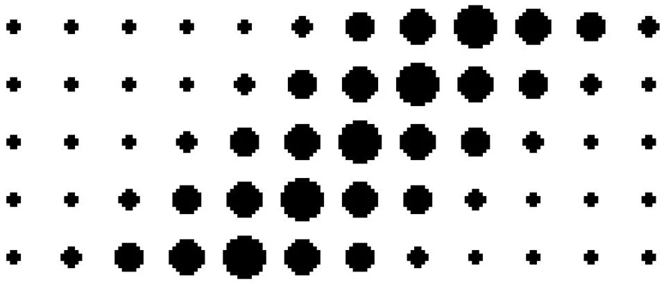 Dotted halftone background. Horizontal dots pattern in pixel art style. Abstr イラスト素材