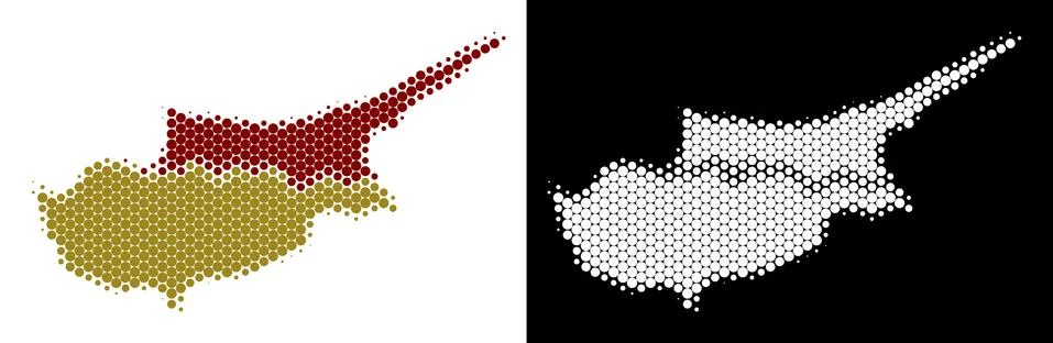 Dotted Halftone Cyprus Countries Map Stock Illustration
