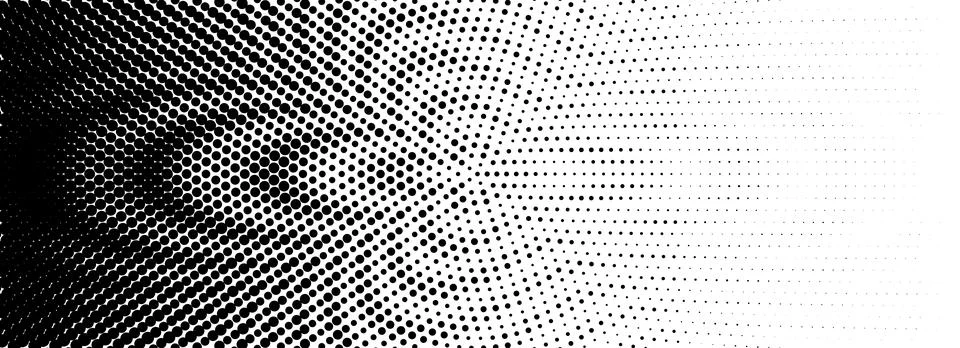 Dotted halftone gradient texture. Fading wavy polka dot background. Dot curved Illustrazione stock