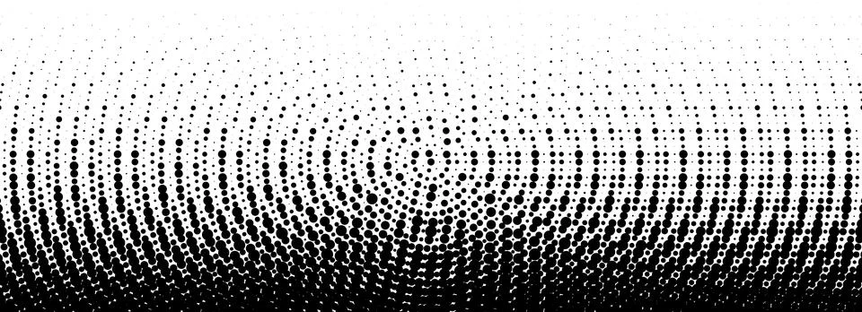 Dotted halftone gradient texture. Fading wavy polka dot background. Dot curved Illustrazione stock