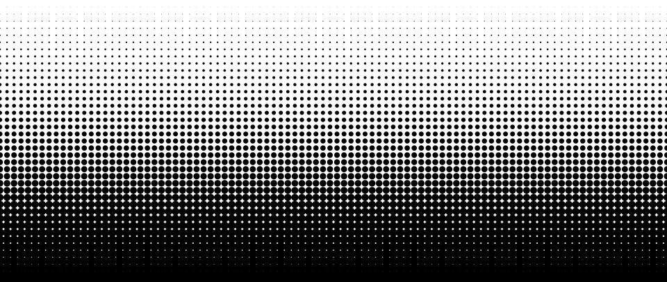 Dotted halftone gradient texture. Vanishing polka dot background. Repeating dots Stock Illustration